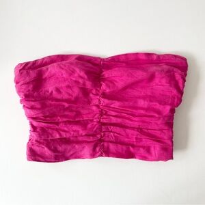 Aritzia Pink Ruched Strapless Crop Top